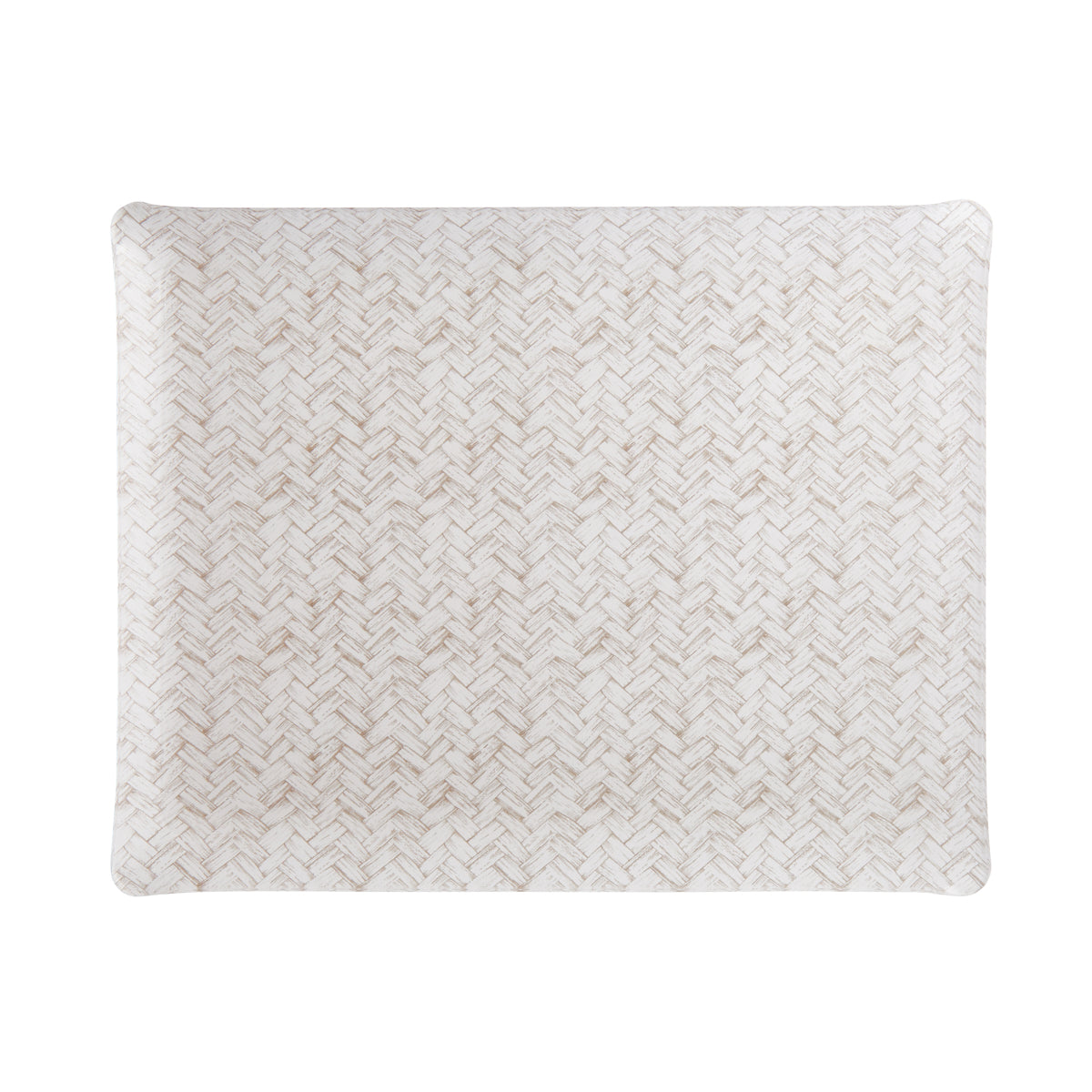 Nina Campbell Fabric Tray Large Basketweave Beige against a white background