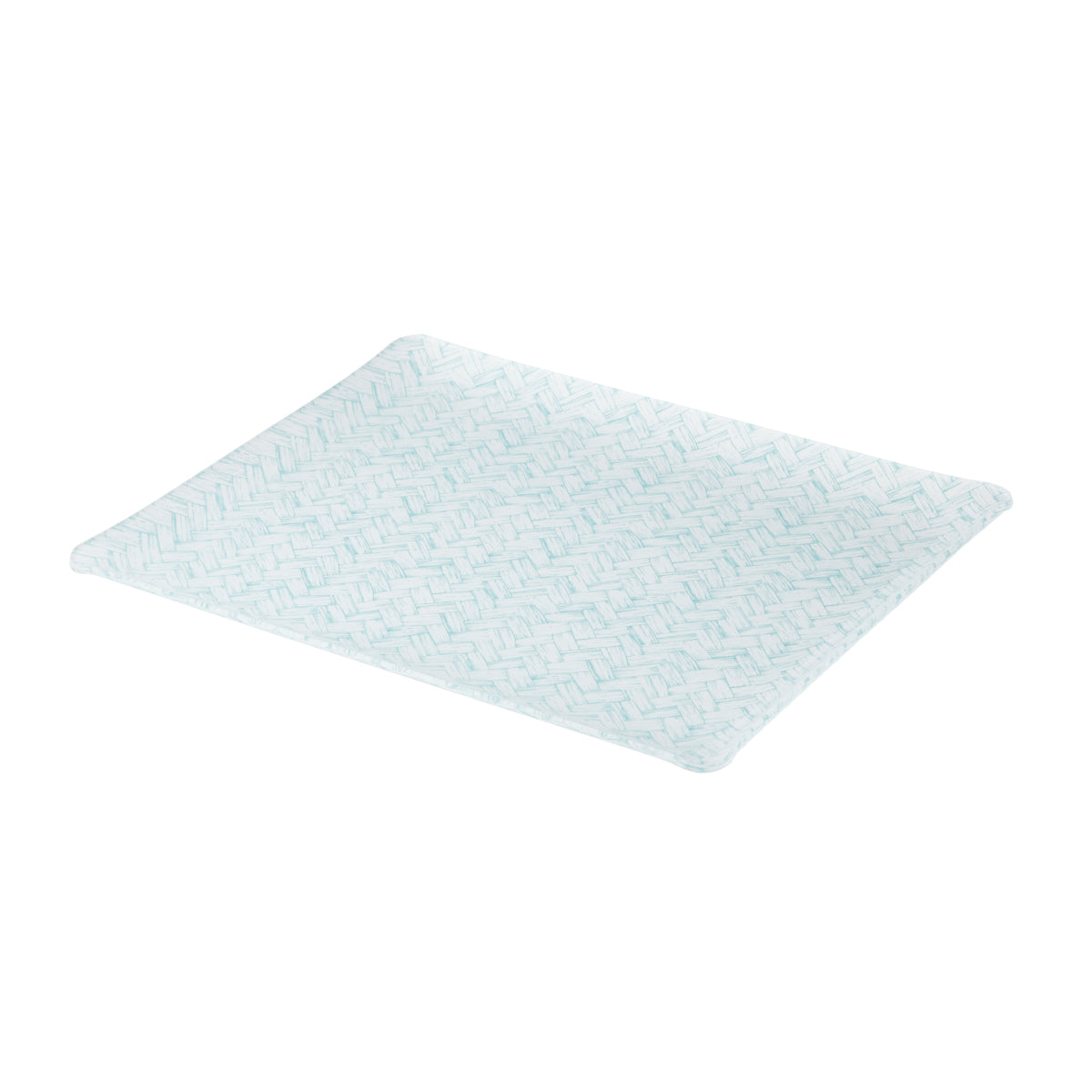 Nina Campbell Fabric Tray Medium Basketweave Aqua against a white background