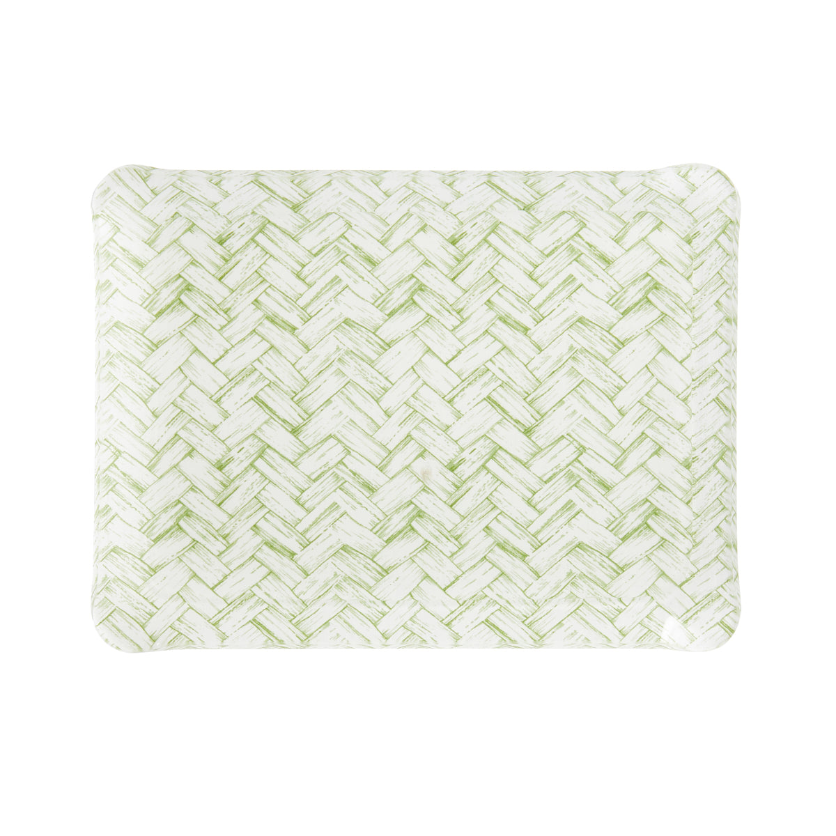 Nina Campbell Fabric Tray Small Basketweave Green against a white background