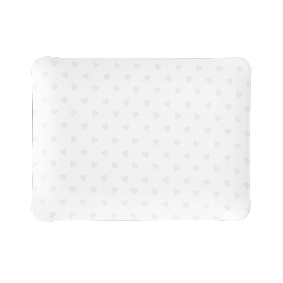 Nina Campbell Fabric Tray Small Heart Grey against a white background