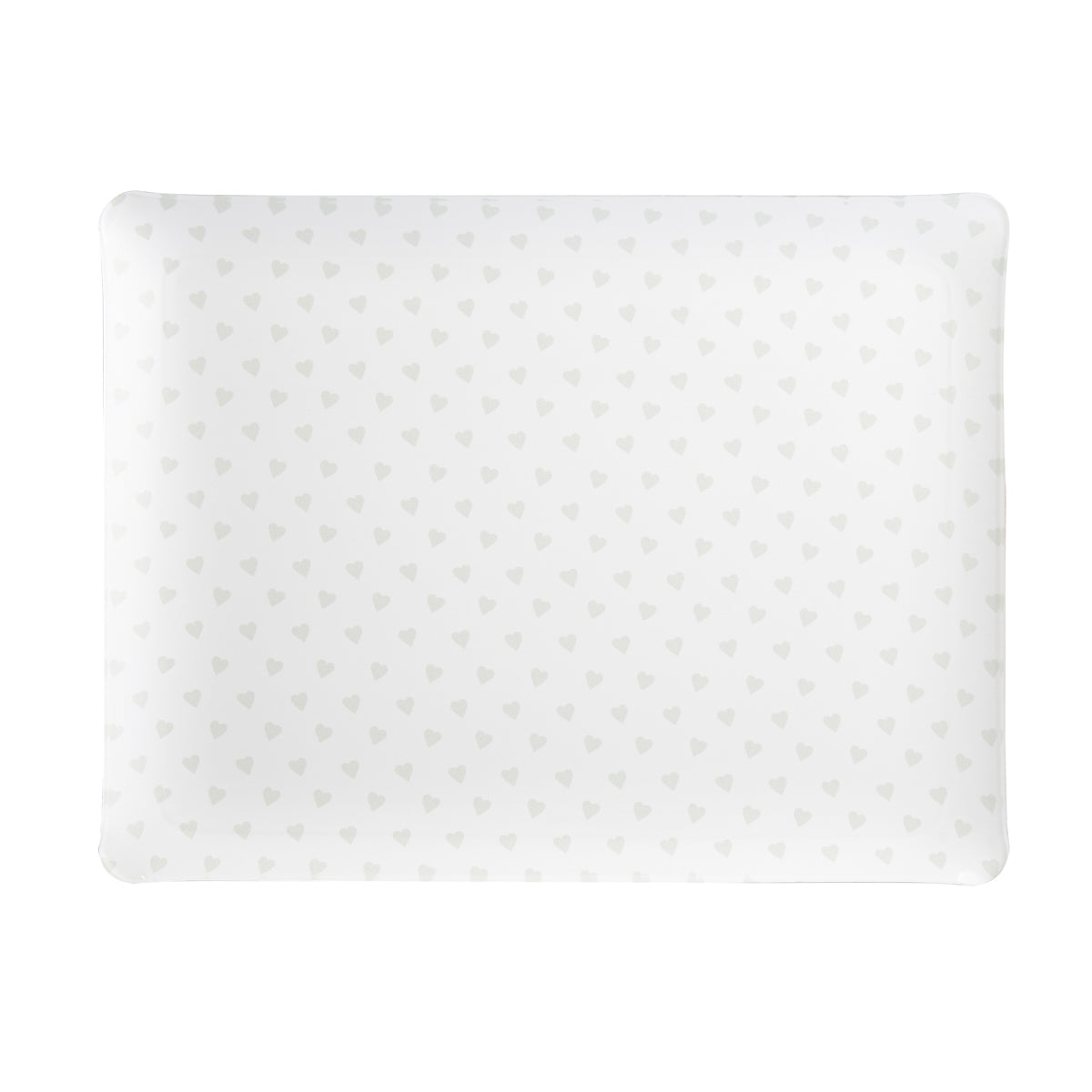 Nina Campbell Fabric Tray Medium Heart Grey against a white background