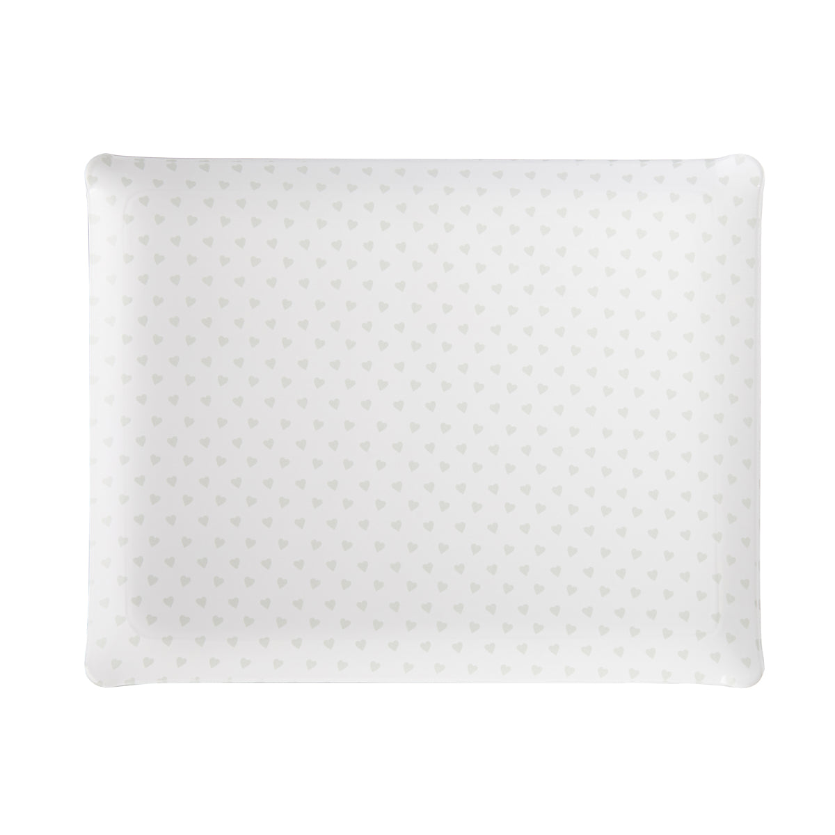 Nina Campbell Fabric Tray Large Heart Grey against a white background