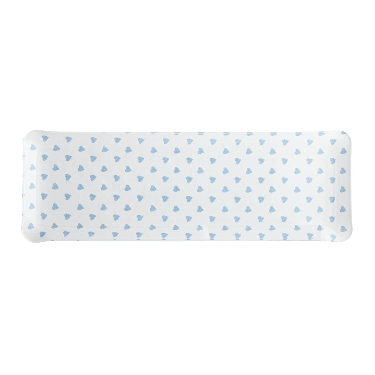 Nina Campbell Fabric Tray Oblong Heart Blue against a white background