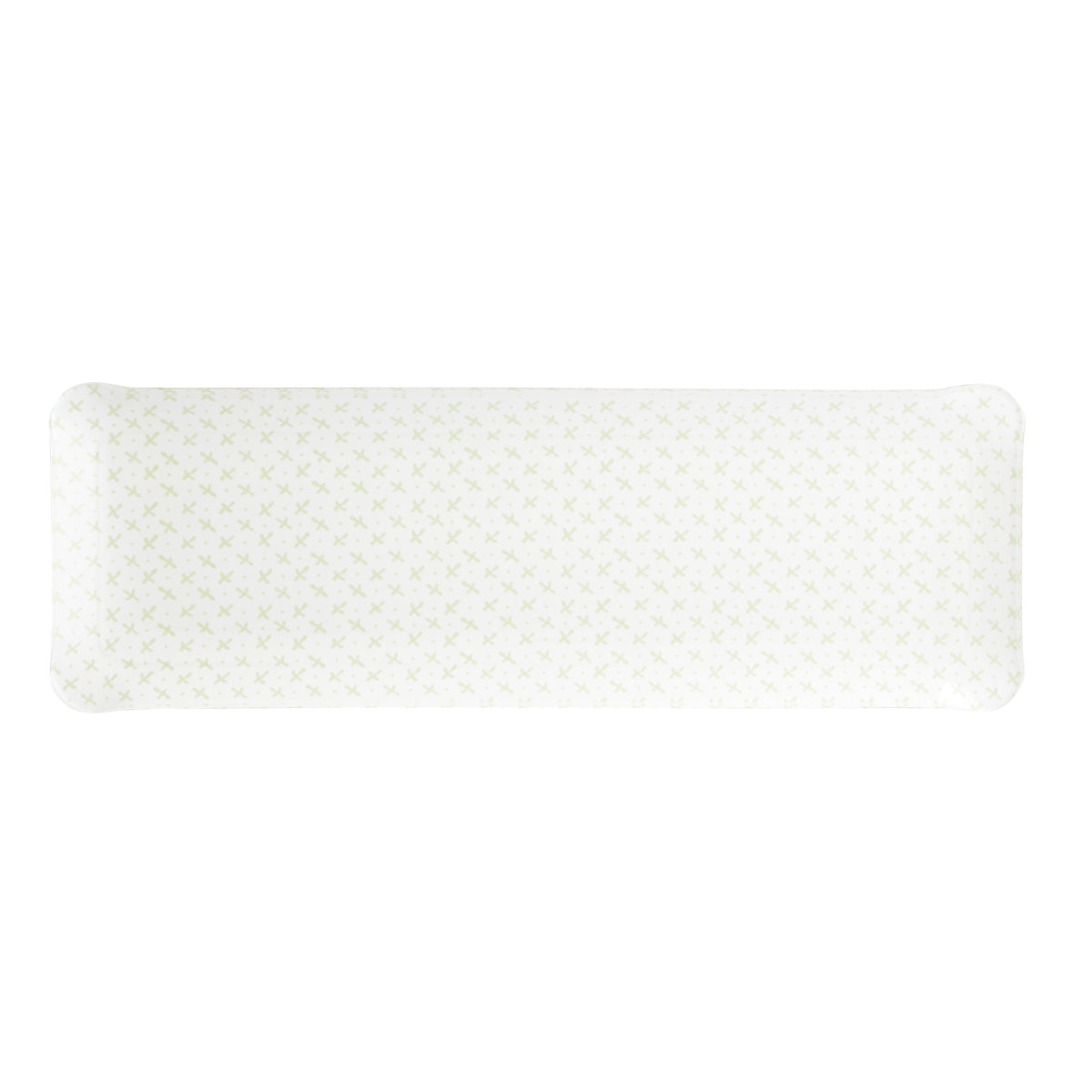 Nina Campbell Fabric Tray Oblong Sprig Green against a white background