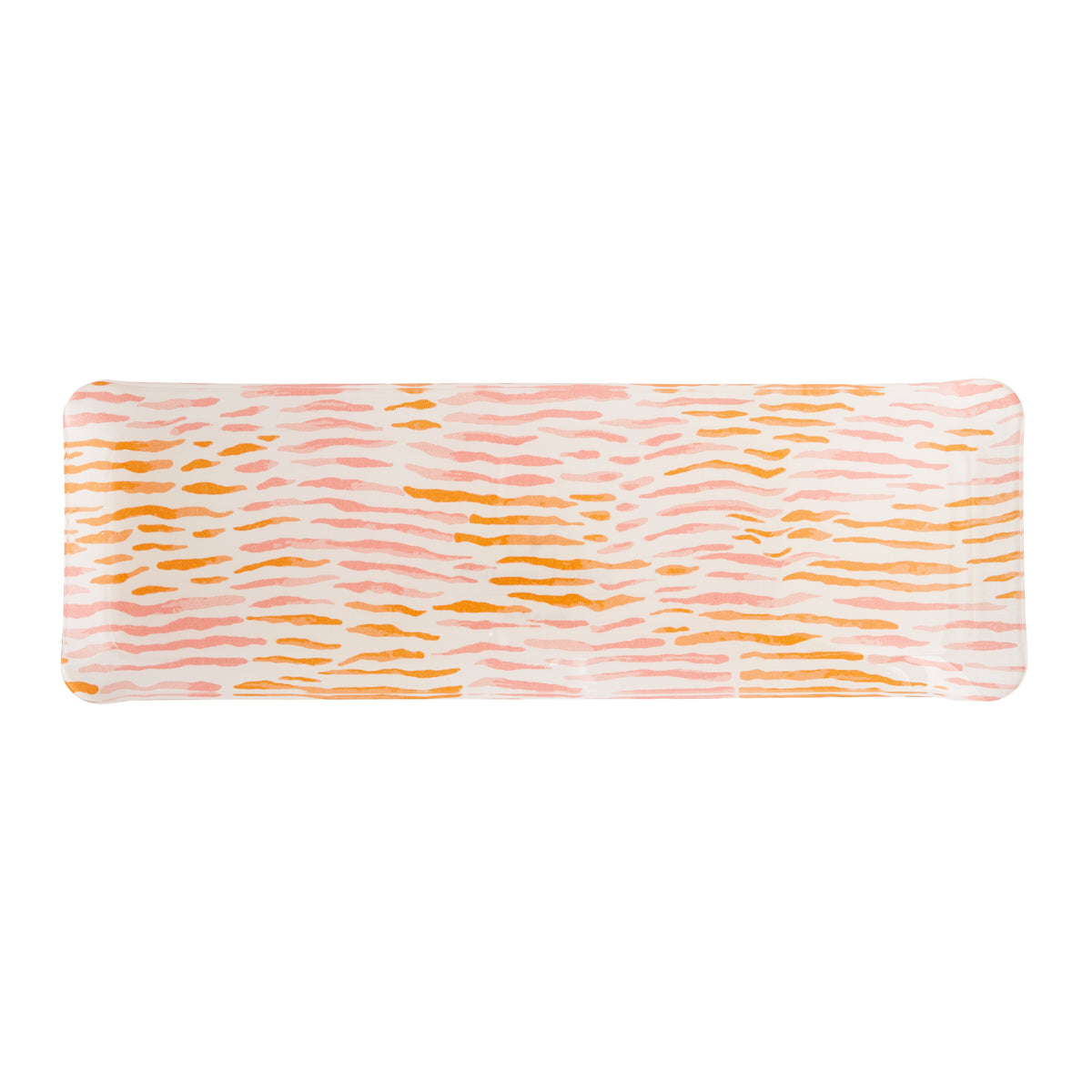 Nina Campbell Fabric Tray Oblong Arles Pink/Orange against a white background