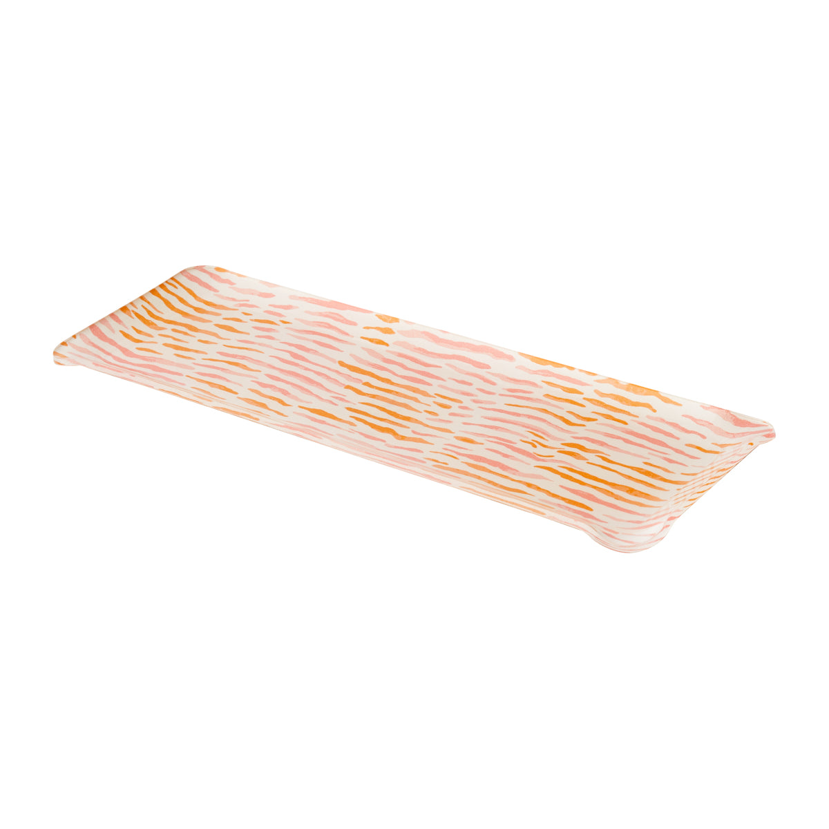 Nina Campbell Fabric Tray Oblong Arles Pink/Orange against a white background