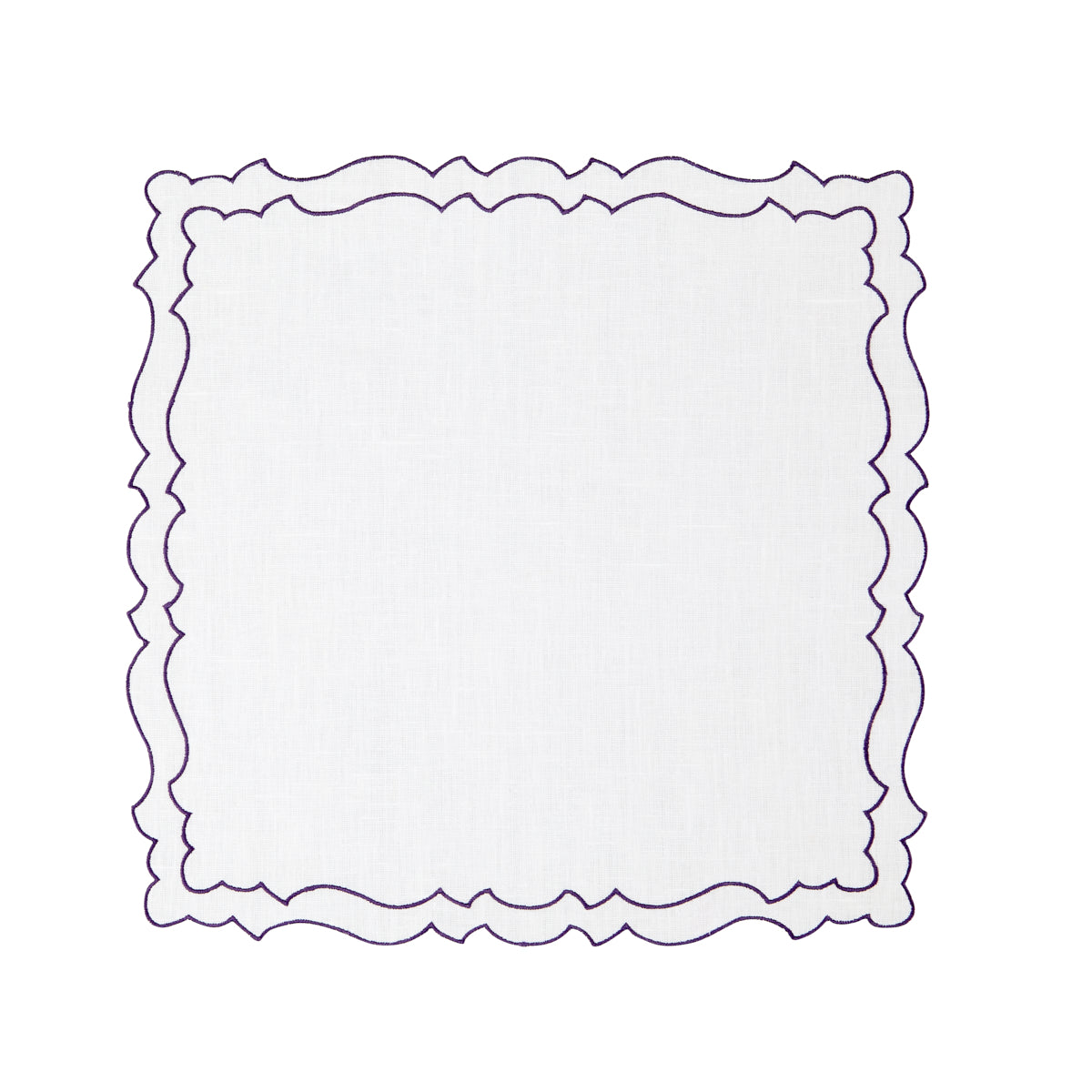 Nina Campbell Coated Linen Placemat White/Aubergine against a white background