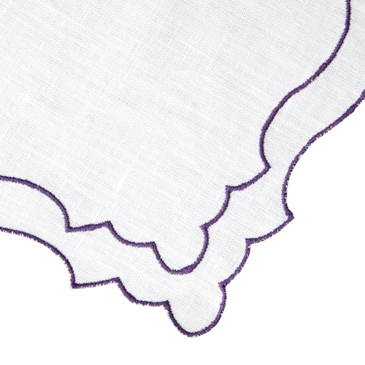 Nina Campbell Coated Linen Placemat White/Aubergine close up