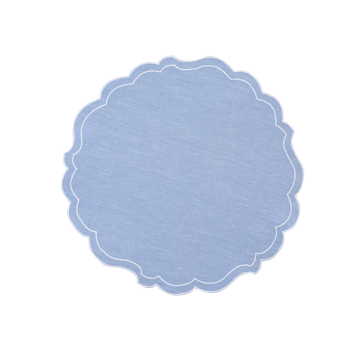 Nina Campbell Coated Linen Papersmooth Placemat Periwinkle/White against a white background