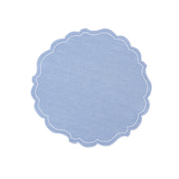 Nina Campbell Coated Linen Papersmooth Placemat Periwinkle/White against a white background