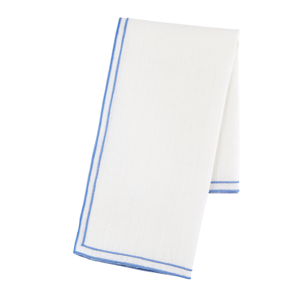 Nina Campbell Linen Napkin White/Periwinkle against a white background