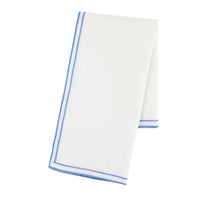 Nina Campbell Linen Napkin White/Periwinkle against a white background
