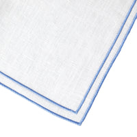 Nina Campbell Linen Napkin White/Periwinkle close up