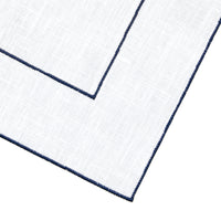 Nina Campbell Coated Linen Placemat Framed Navy close up