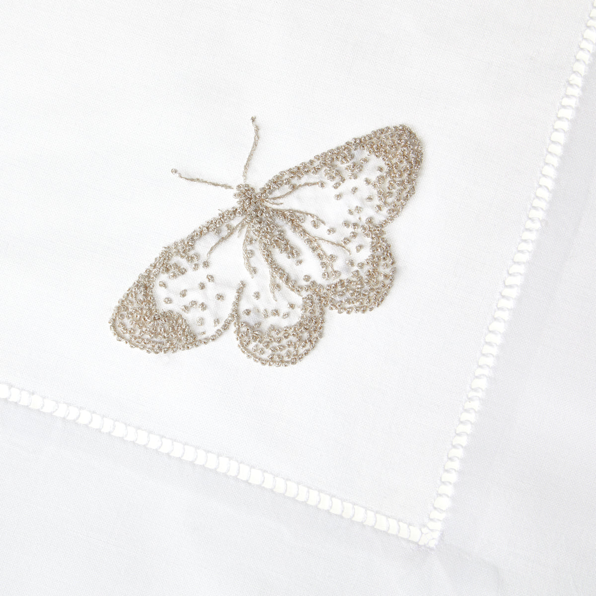 Nina Campbell Butterfly Napkin Silver close up