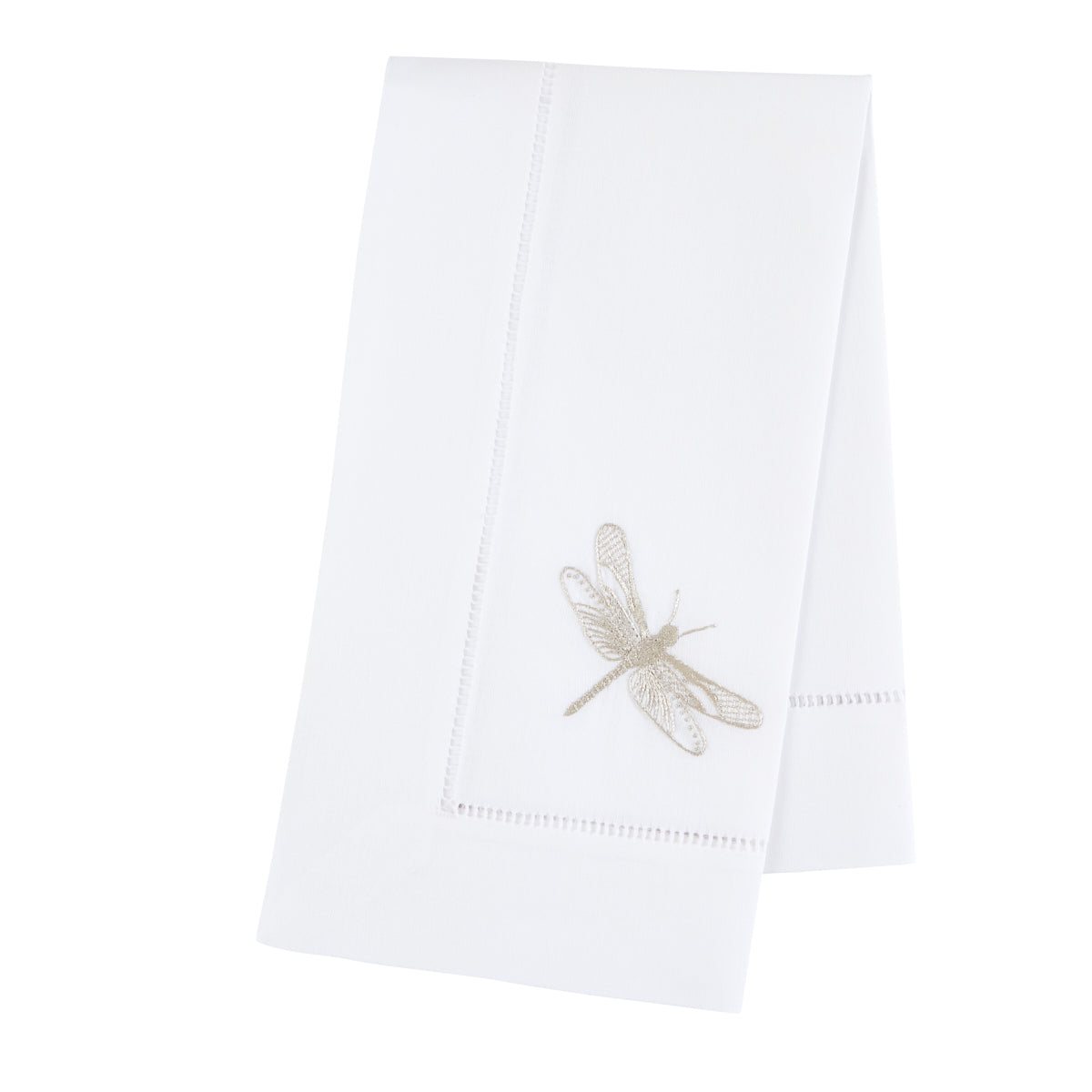 Nina Campbell Dragonfly Napkin Silver against a white background