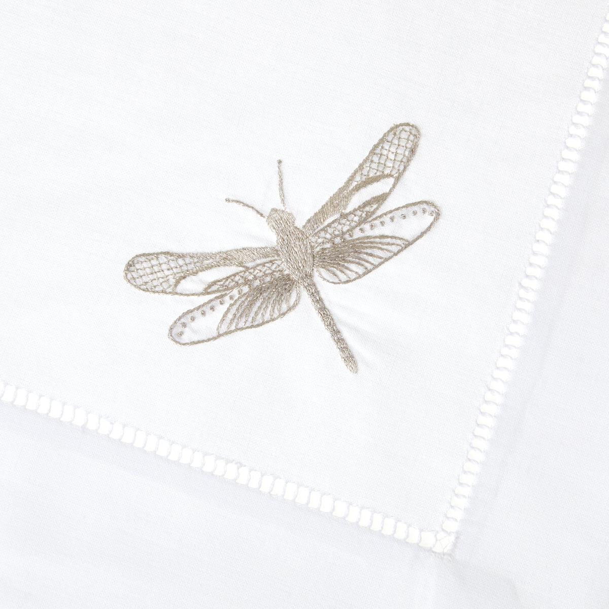 Nina Campbell Dragonfly Napkin Silver close up