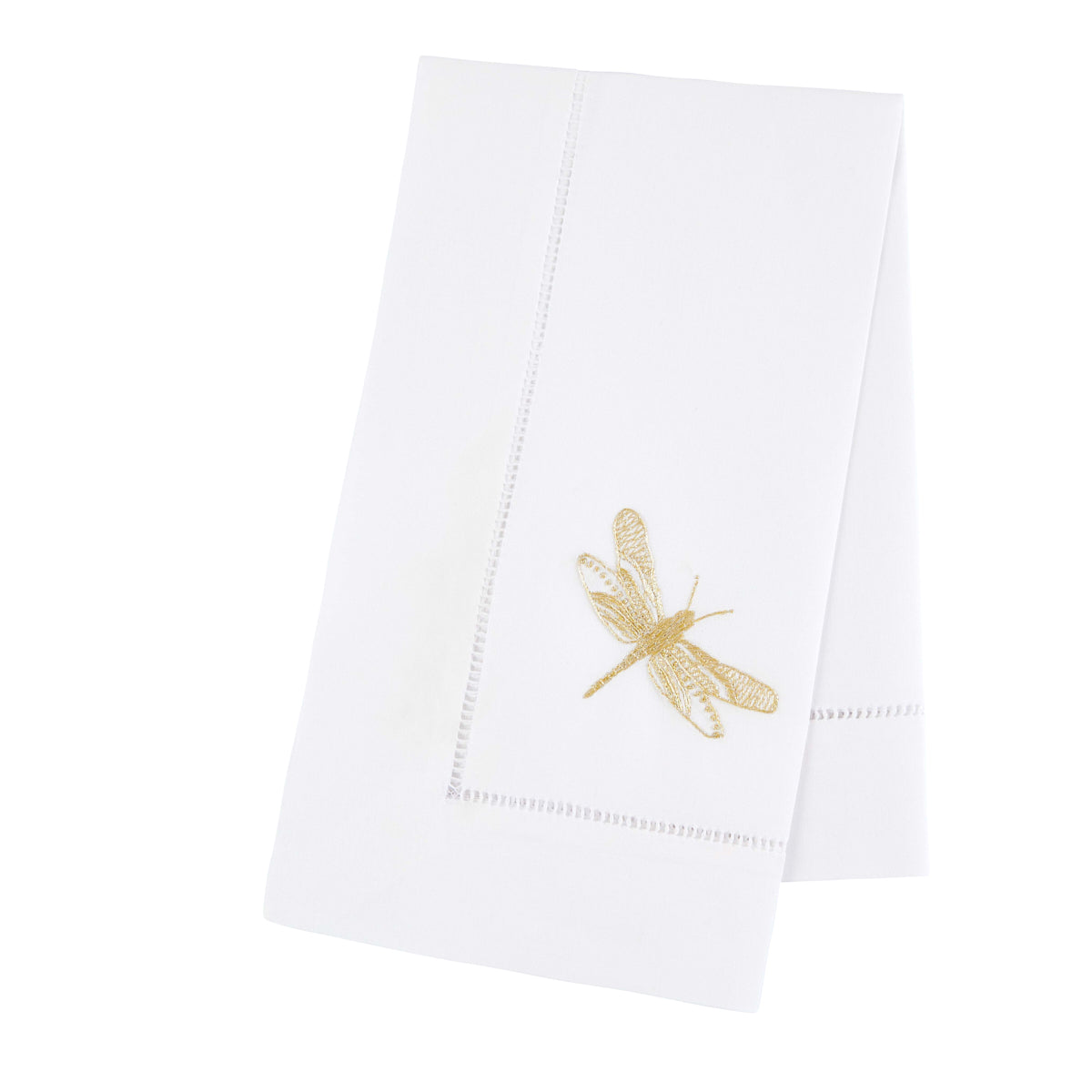Nina Campbell Dragonfly Napkin Gold against a white background