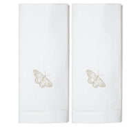 Set of Two Hand Towels - Silver Butterlfy