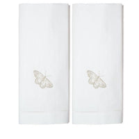Set of Two Hand Towels Silver Butterlfy