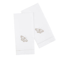 Set of Two Hand Towels Silver Butterlfy
