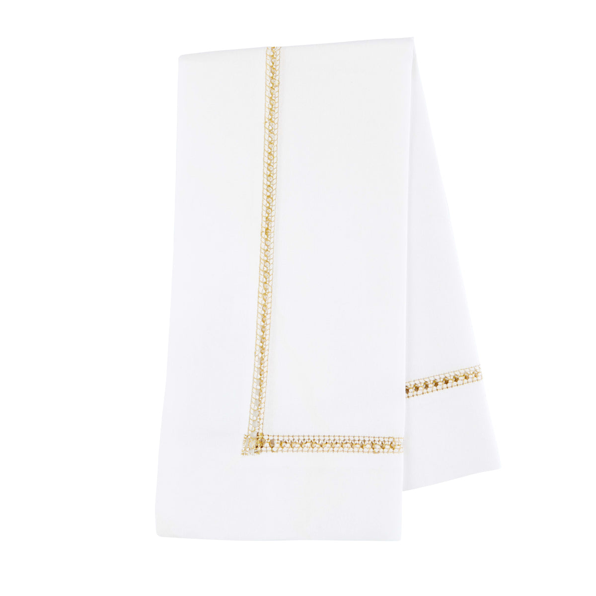 Nina Campbell Hemstitch Napkin Gold against a white background