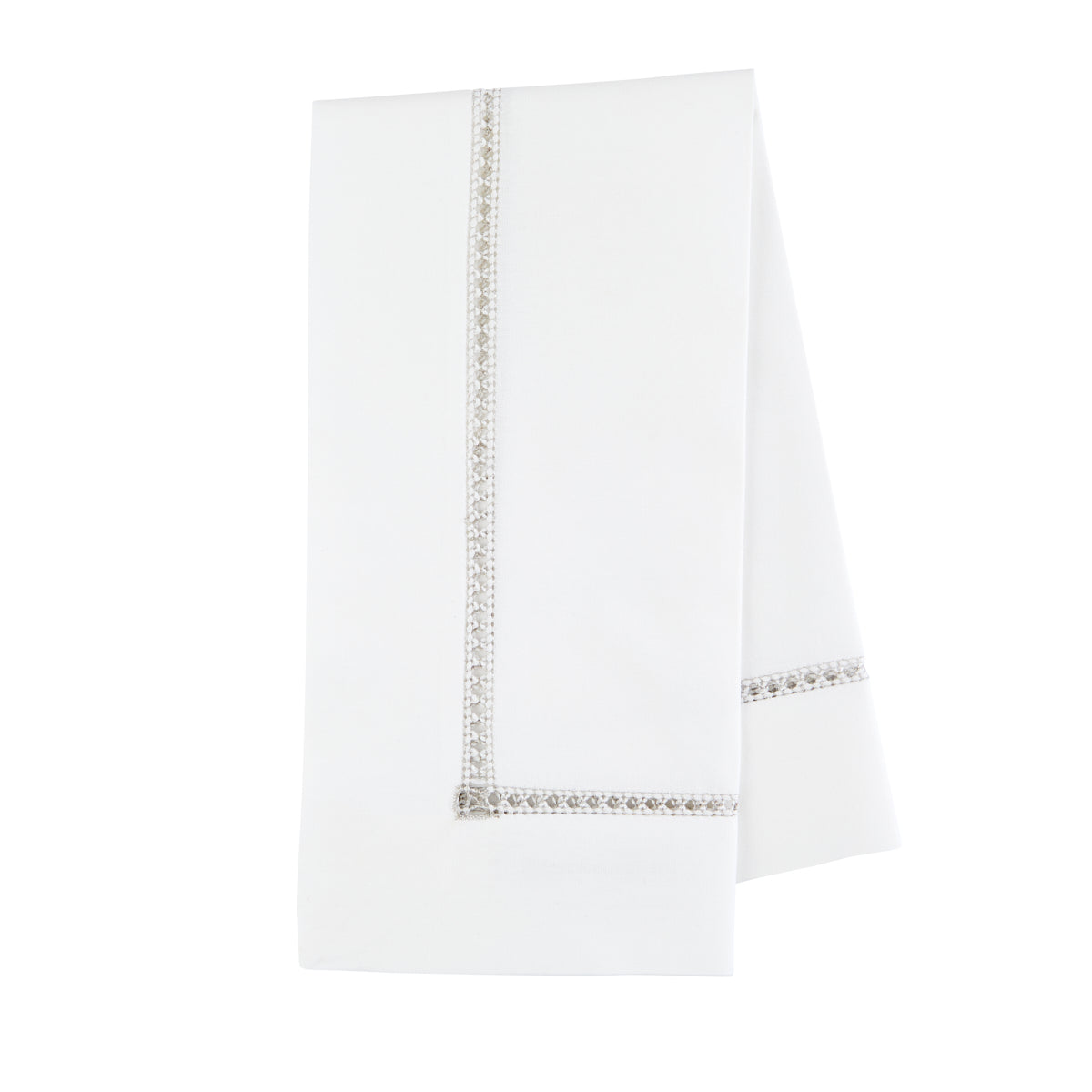 Nina Campbell Hemstitch Napkin Silver against a white background