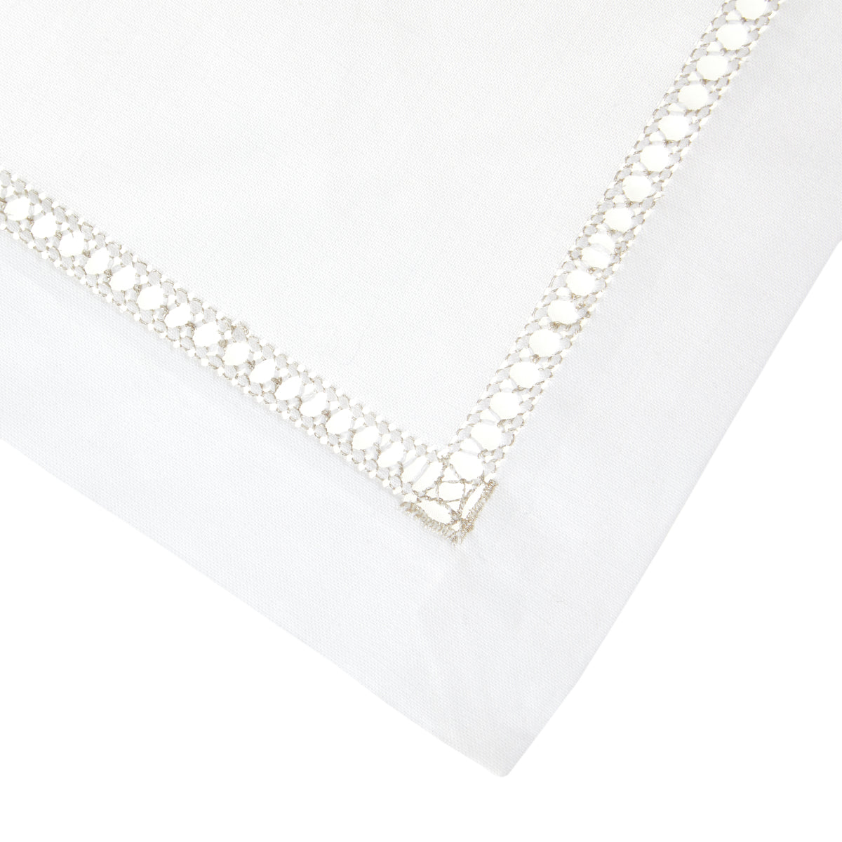 Nina Campbell Placemat Hemstitch Silver close up