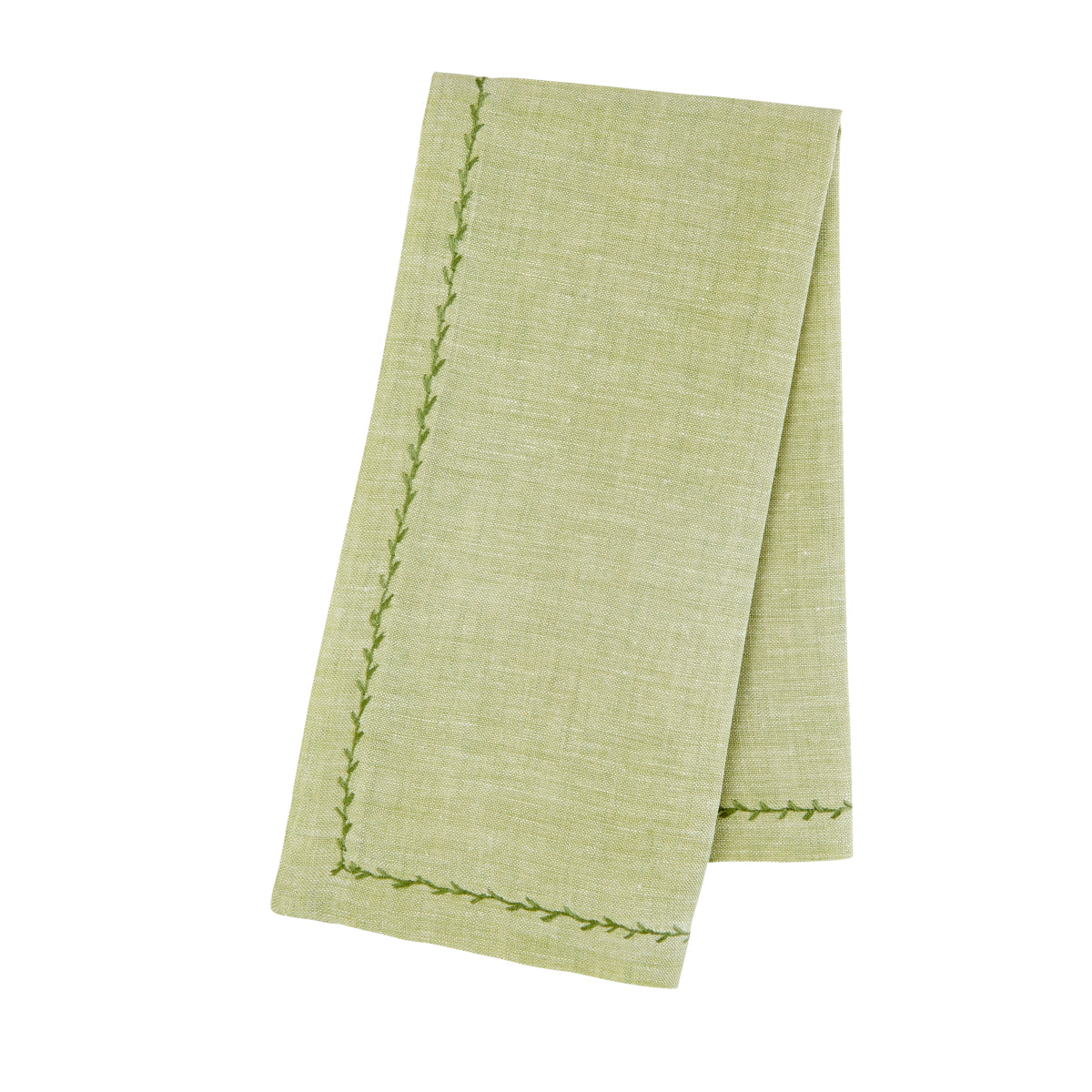 Nina Campbell Feather Stitch Napkin Peridot against a white background