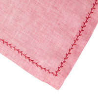 Nina Campbell Feather Stitch Napkin Pink Sapphire close up