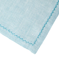 Nina Campbell Feather Stitch Napkin Aquamarine close up