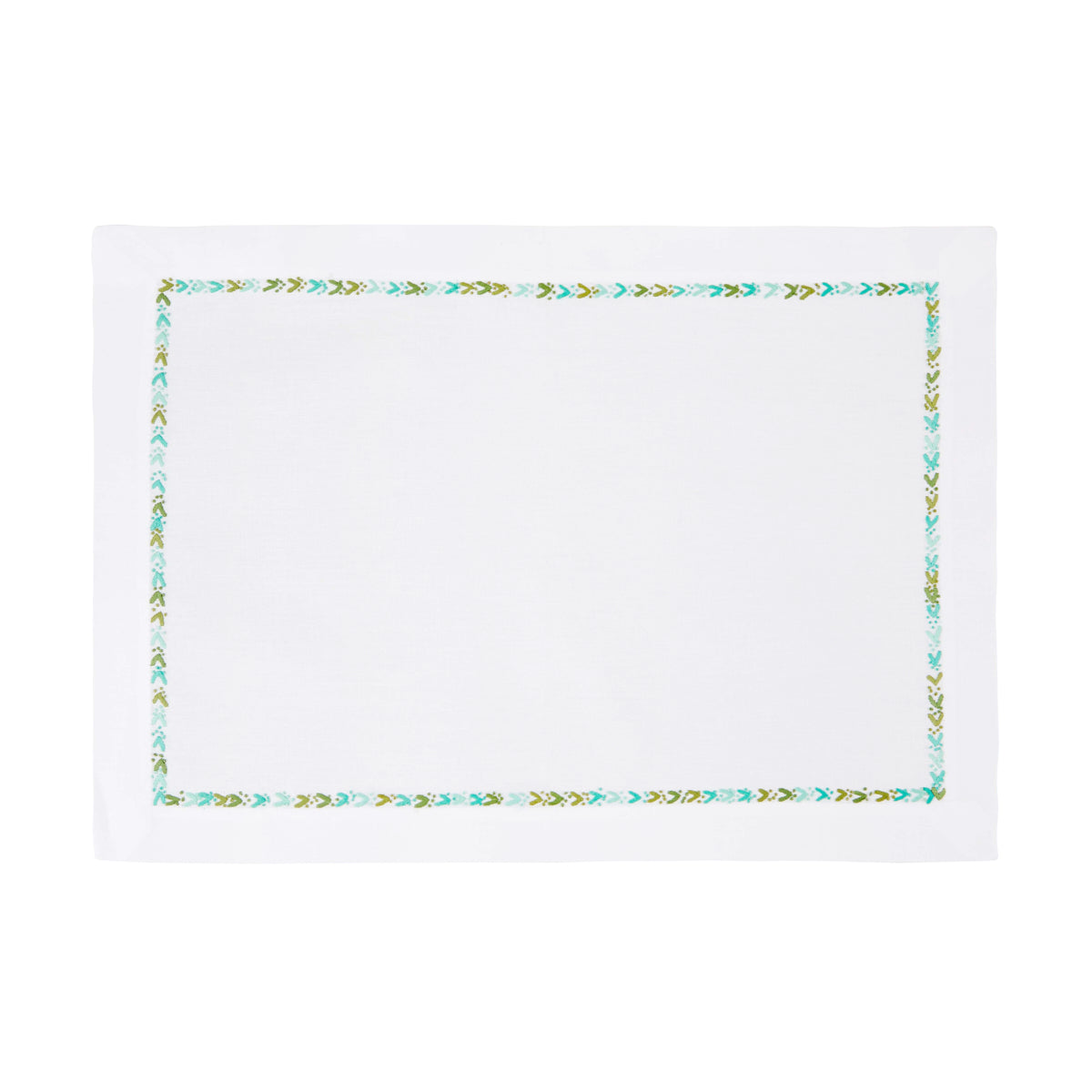 Nina Campbell Ornament Border Placemat Aqua/Green against a white background
