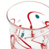 Nina Campbell Wackie Dot Glass Red/Teal close up rim