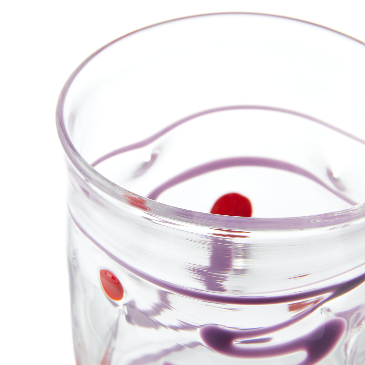 Nina Campbell Wackie Dot Glass Purple close up rim