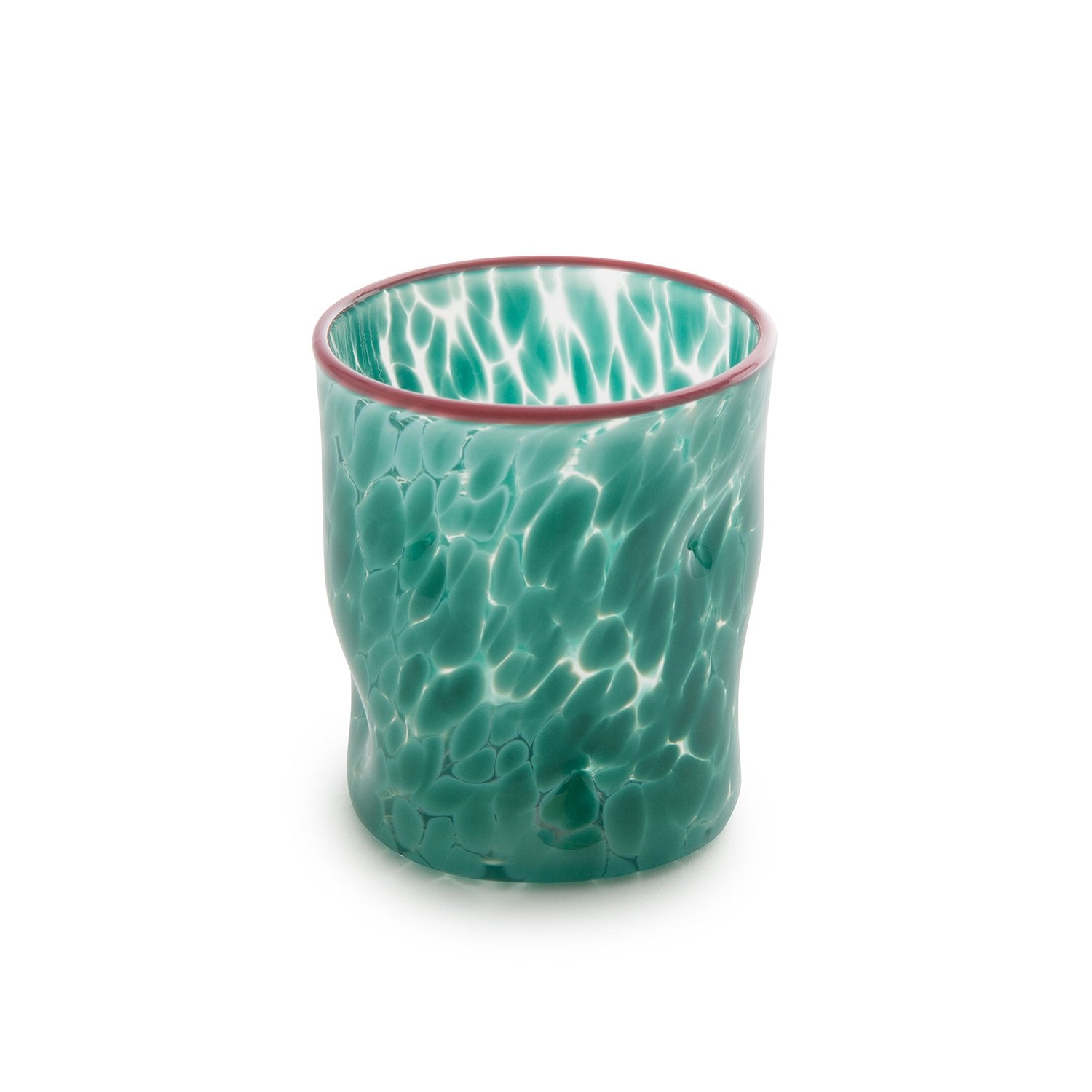 Nina Campbell Wonkie Jimmie Juice Glass Teal against a white background