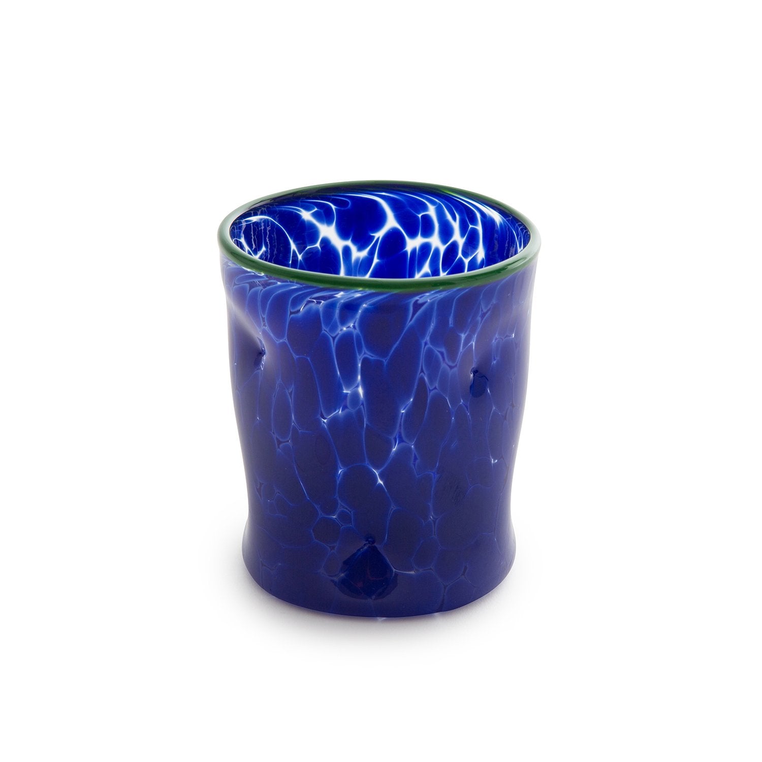 Nina Campbell Wonkie Jimmie Juice Glass Cobalt against a white background