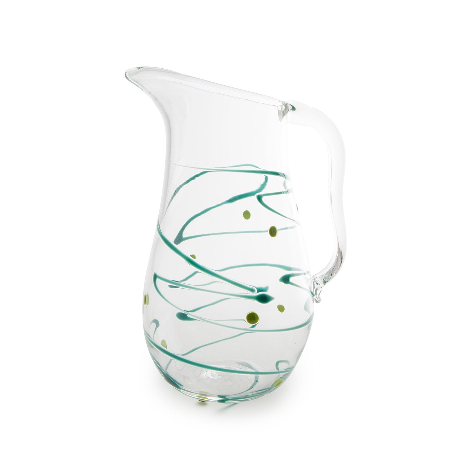 Nina Campbell Wackie Pitcher Teal/Lime against a white background