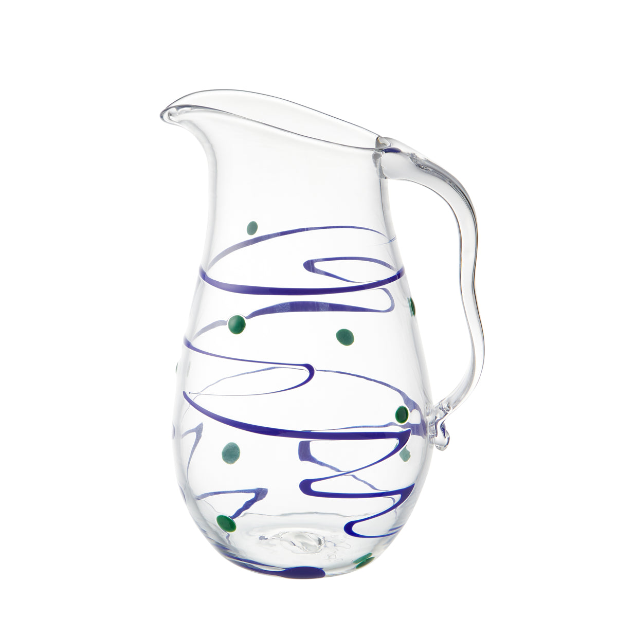 Nina Campbell Wackie Pitcher Cobalt/Green against a white background