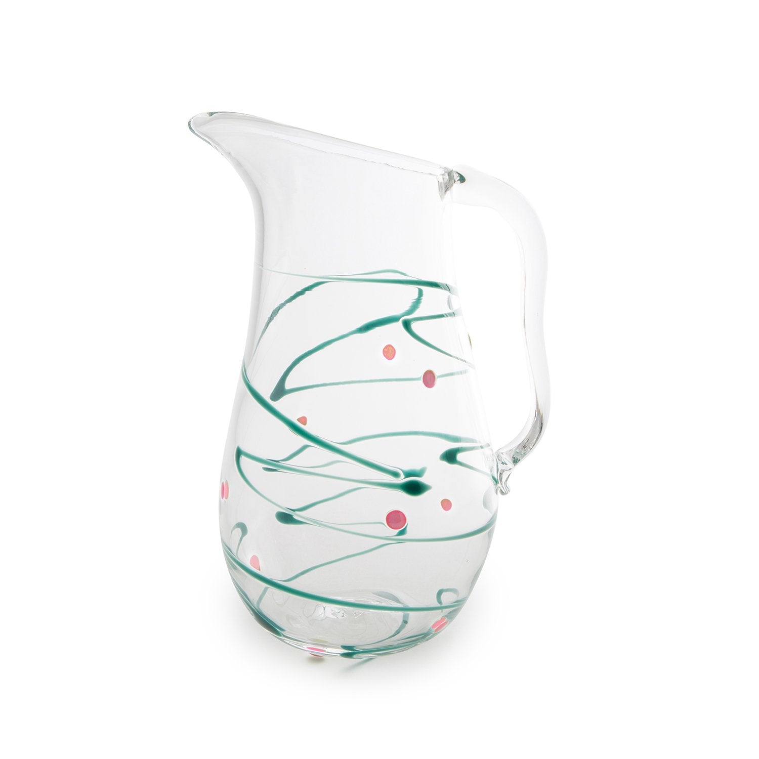 Nina Campbell Wackie Pitcher Teal/pink against a white background