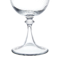 Murano Red Wine Glass Clear against a white background close up handle