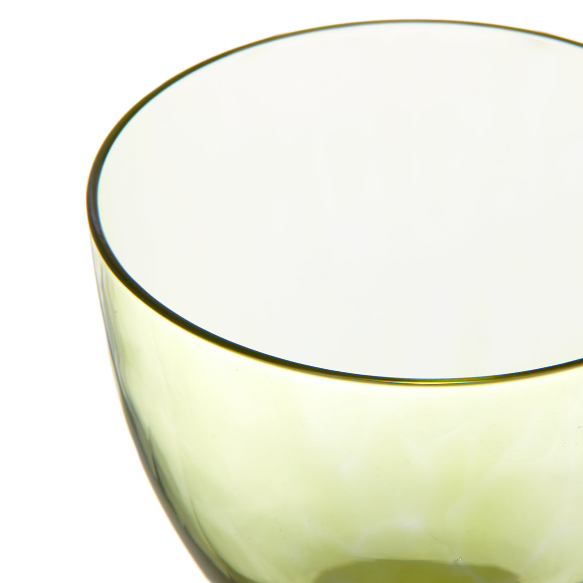 Nina Campbell Jewel Large Wine Glass Peridot against a white background close up rim