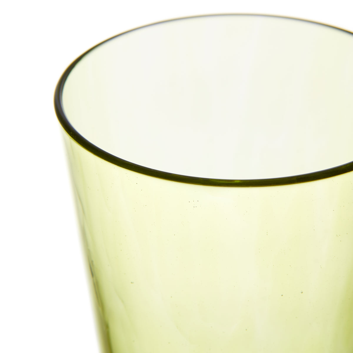 Nina Campbell Jewel Champagne Flute Peridot against a white background close up rim