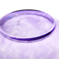 Nina Campbell Amethyst Jewel Bud Vase against a white background labelng on bottom