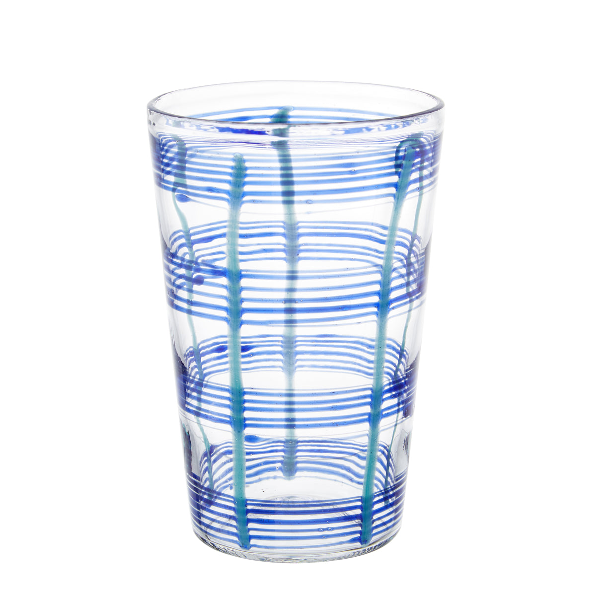 Nina Campbell Large Tumbler Blue/Aqua Stripes against a white background