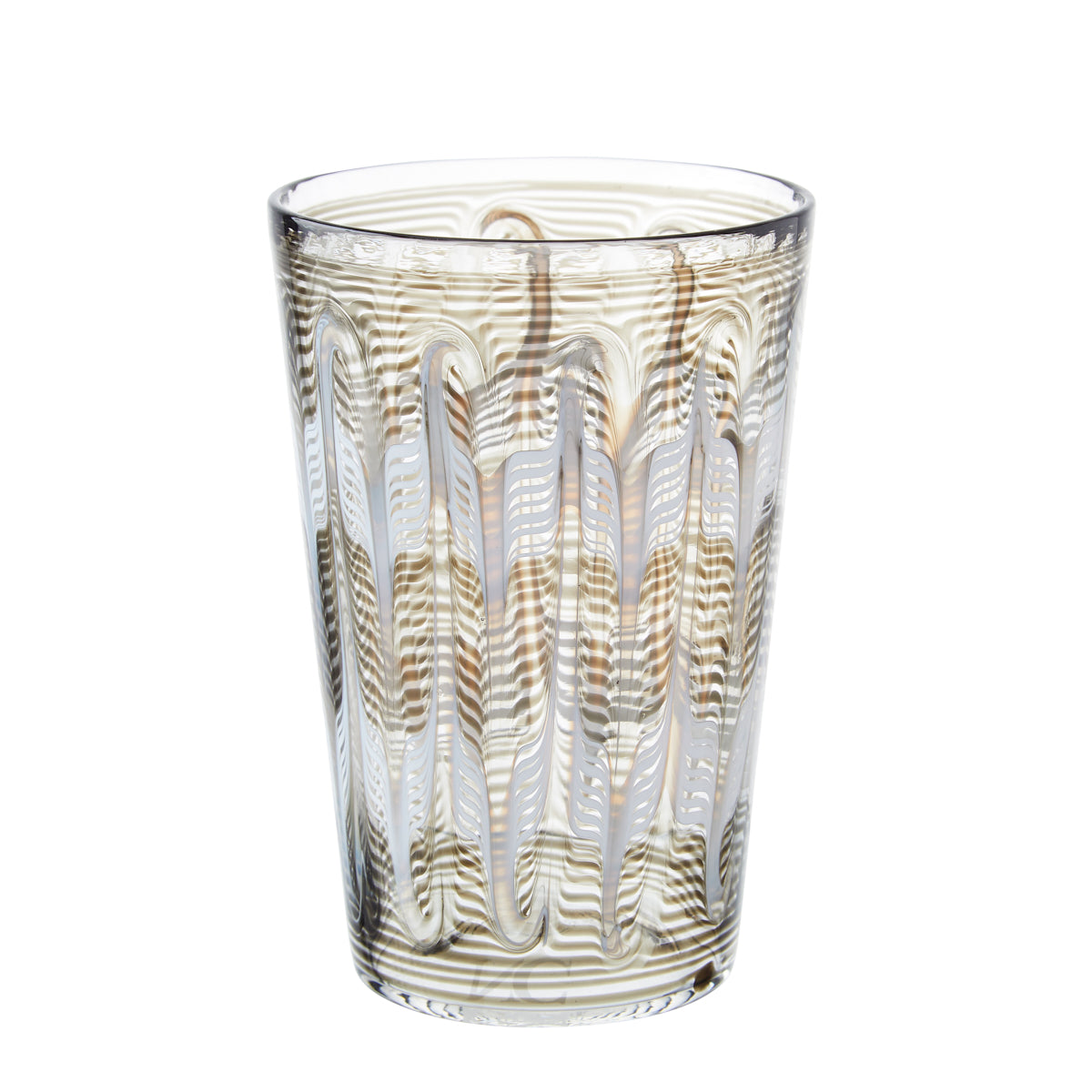 Nina Campbell Large Tumbler Bone/White Swirl against a white background