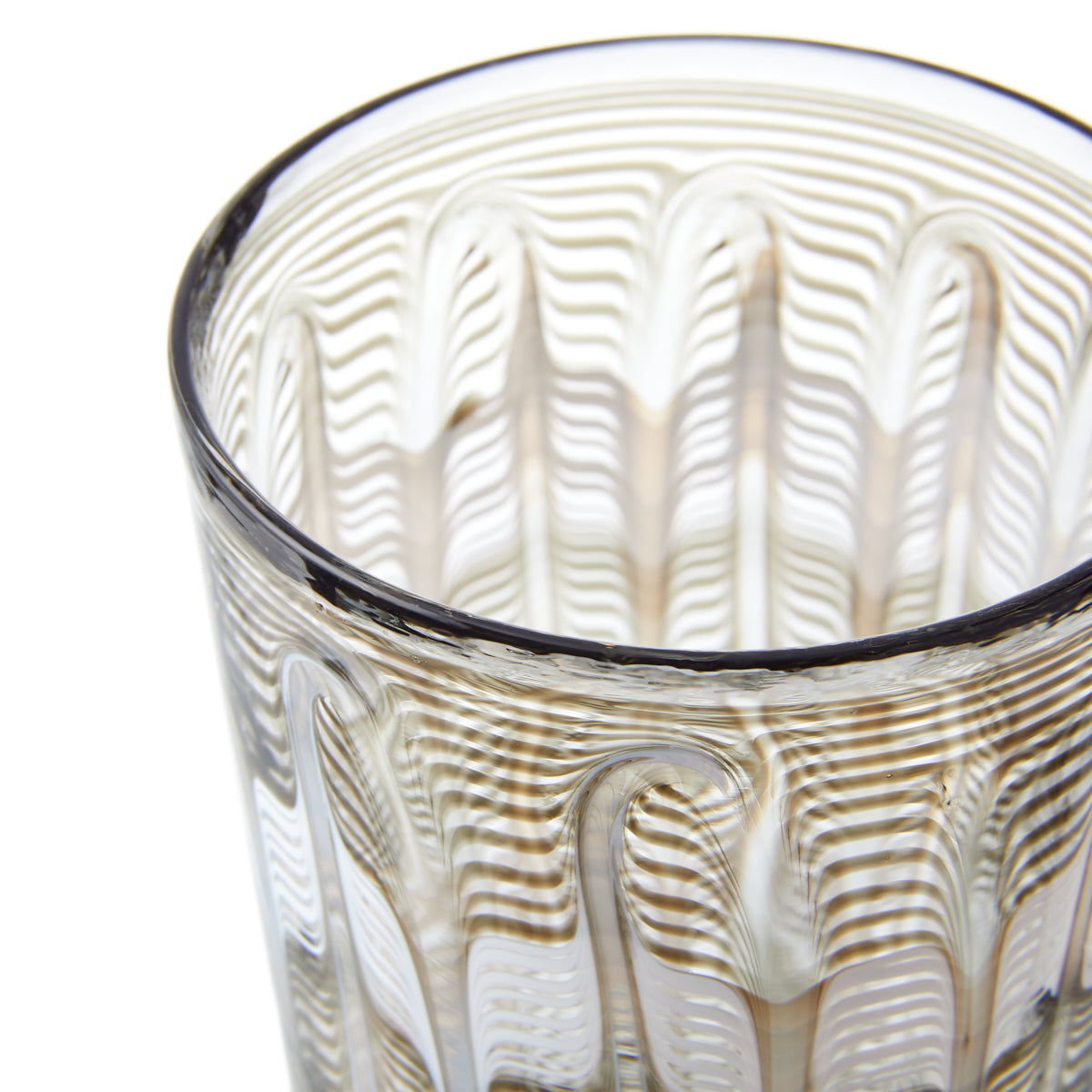 Nina Campbell Large Tumbler Bone/White Swirl against a white background