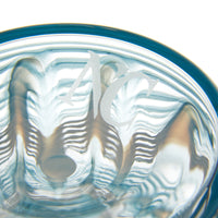 Nina Campbell Small Tumbler Aqua/White close up labeling