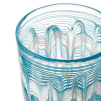 Nina Campbell Small Tumbler Aqua/White against a white background close up rim