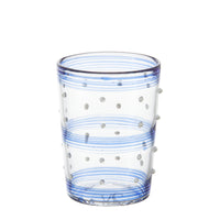 Nina Campbell Small Tumbler Blue/White Stripes Dots against a white background