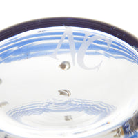 Nina Campbell Small Tumbler Blue/White Stripes Dots close up labeling